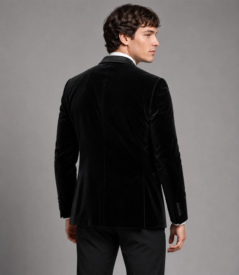 Men's Velvet Black Tie Event Tuxedo Back - Suit Heritage