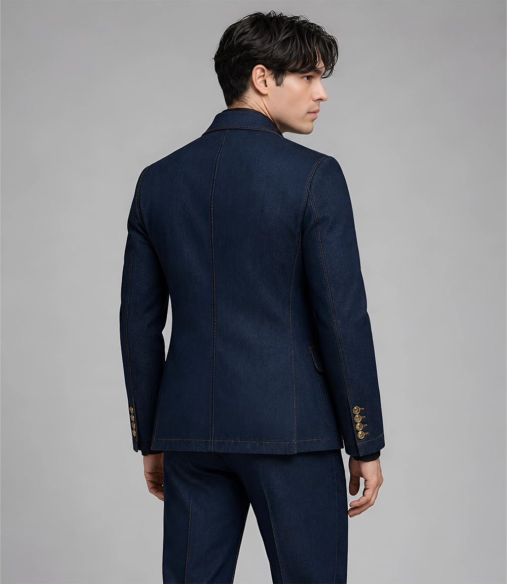 Men's Vintage Denim Suit Back - Suit Heritage