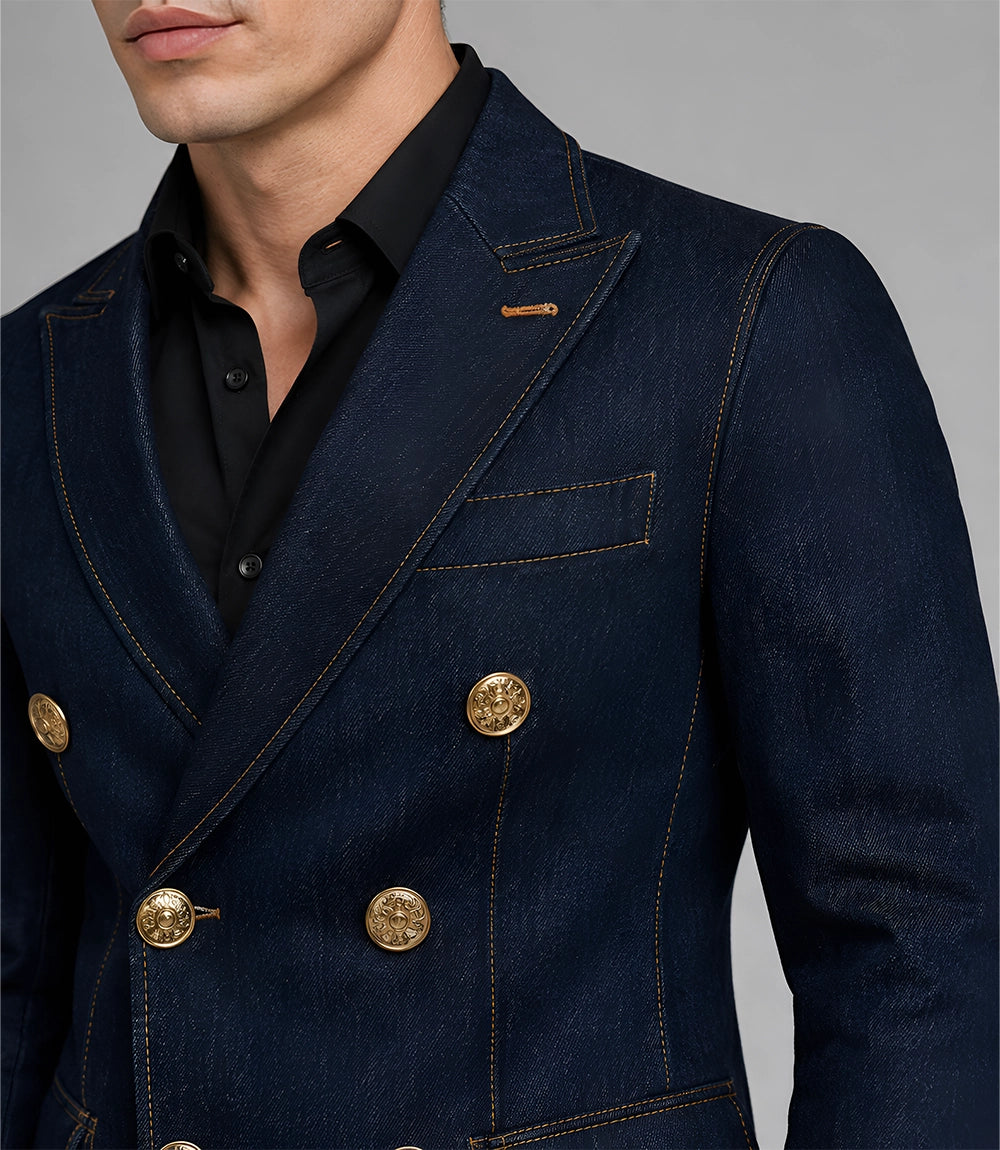 Men's Vintage Denim Suit Closeup - Suit Heritage