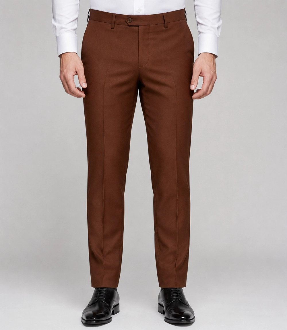 Men's White & Brown Groom Wedding Suit Pant -  Suit Heritage