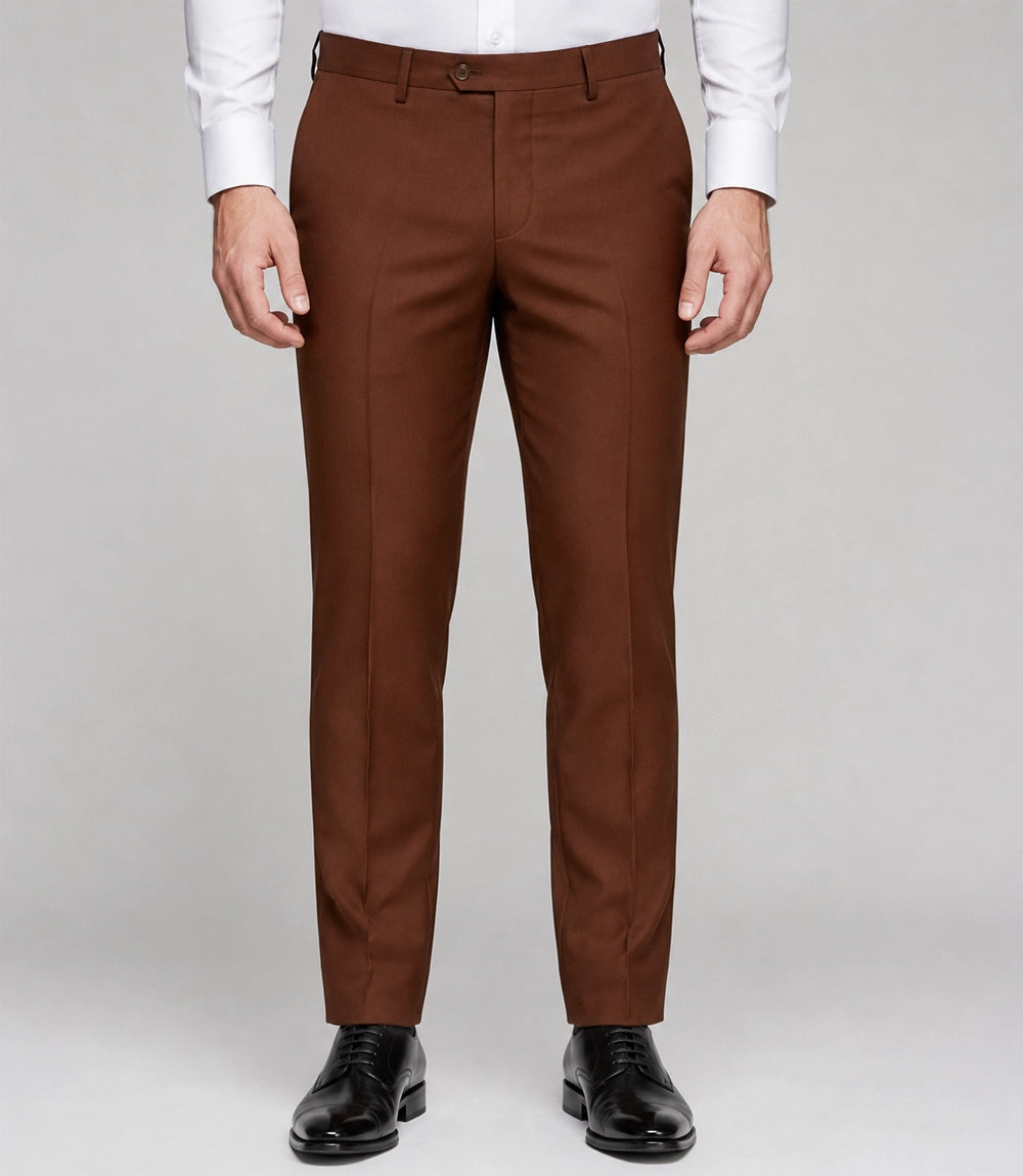 Men's White & Brown Groom Wedding Suit Pant -  Suit Heritage