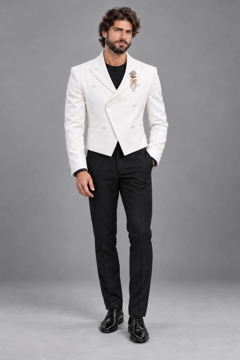 Men's White Cropped Wedding Suit -  Suit Heritage