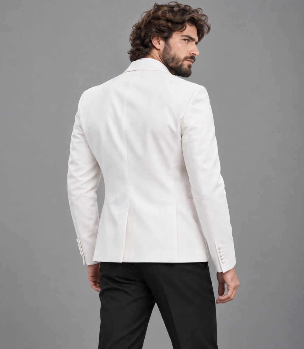 Men's White Cropped Wedding Suit Back -  Suit Heritage