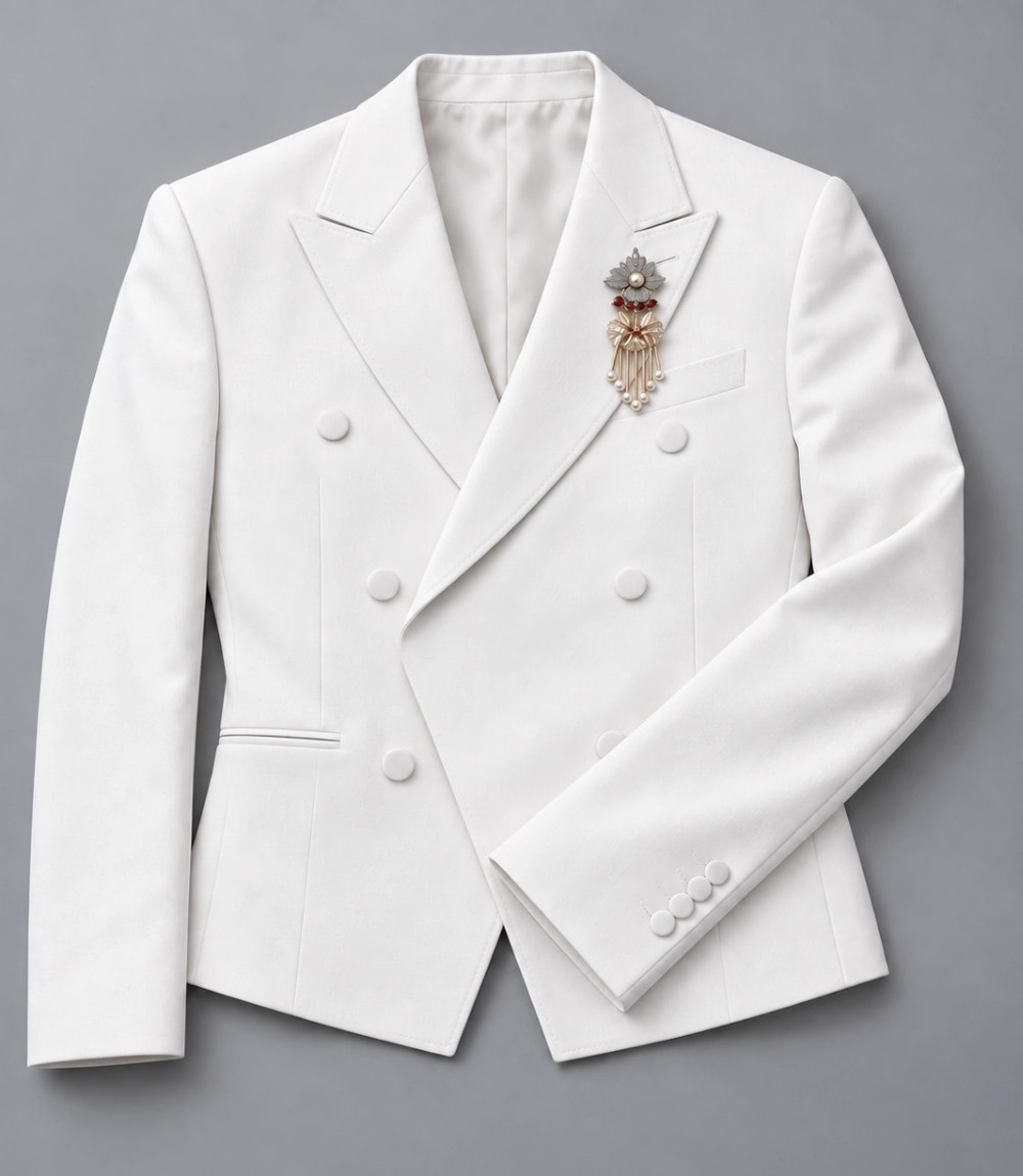 Men's White Cropped Wedding Suit Fabric -  Suit Heritage