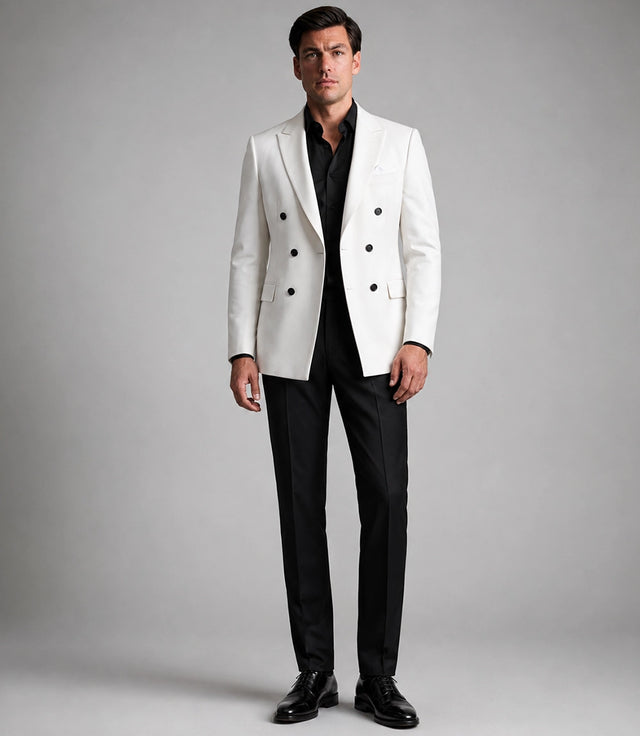 Men's White Double Breasted Business Suit - Suit Heritage