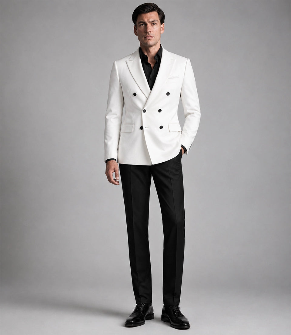 Men's White Double Breasted Business Suit - Suit Heritage