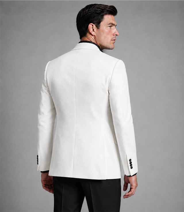 Men's White Double Breasted Business Suit Back - Suit Heritage