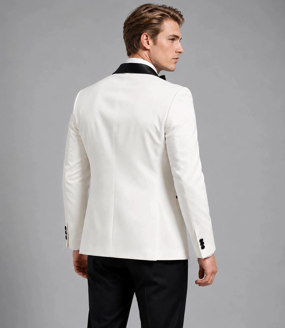 Men's White Groomsmen Tuxedo Back  -  Suit Heritage