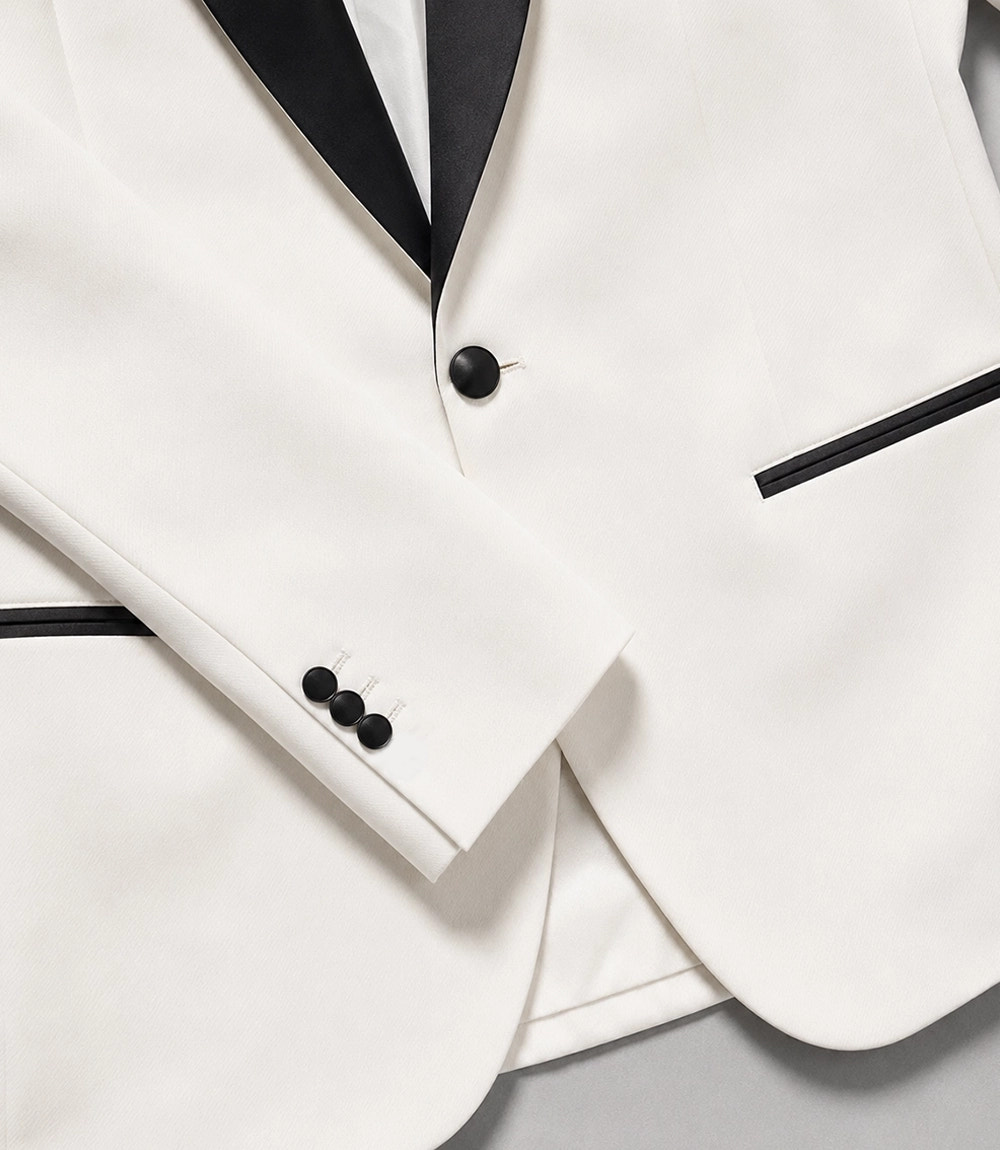 Men's White Groomsmen Tuxedo Fabric   -  Suit Heritage