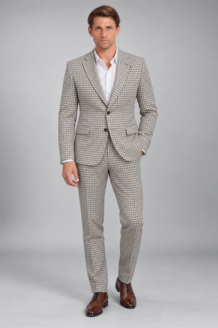 Men's White Houndstooth 2 Piece Suit - Suit Heritage