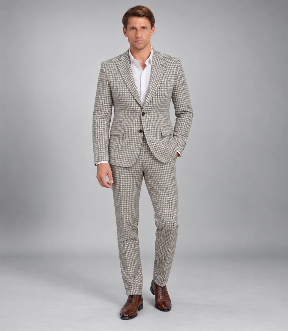 Men's White Houndstooth 2 Piece Suit - Suit Heritage