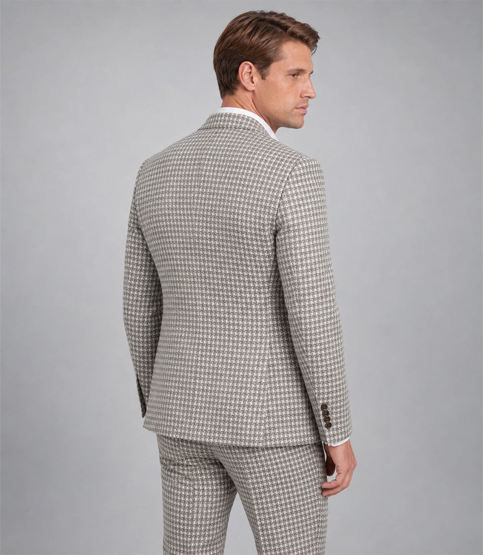 Men's White Houndstooth 2 Piece Suit Back - Suit Heritage