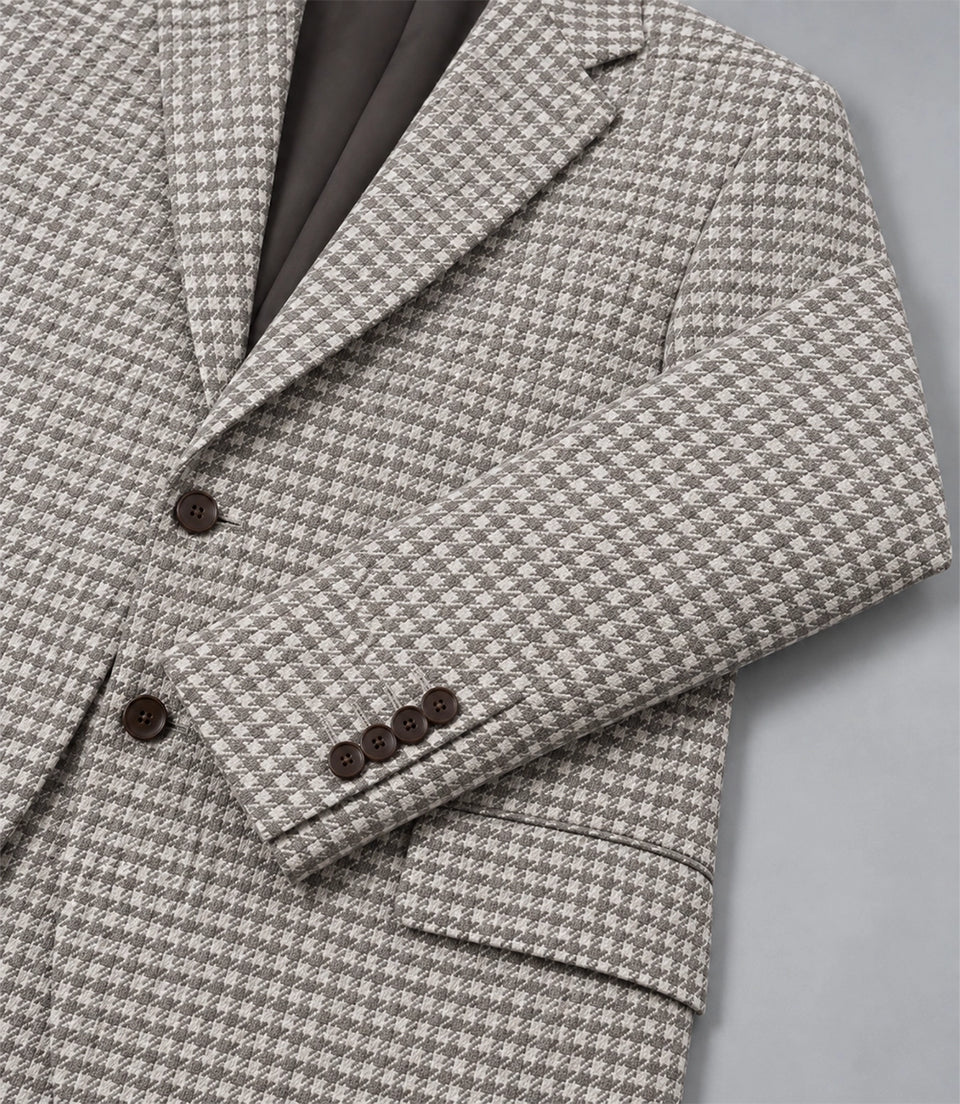 Men's White Houndstooth 2 Piece Suit Blazer - Suit Heritage