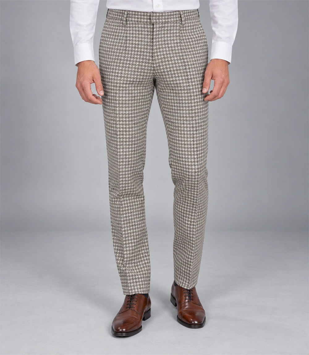 Men's White Houndstooth 2 Piece Suit Pant - Suit Heritage