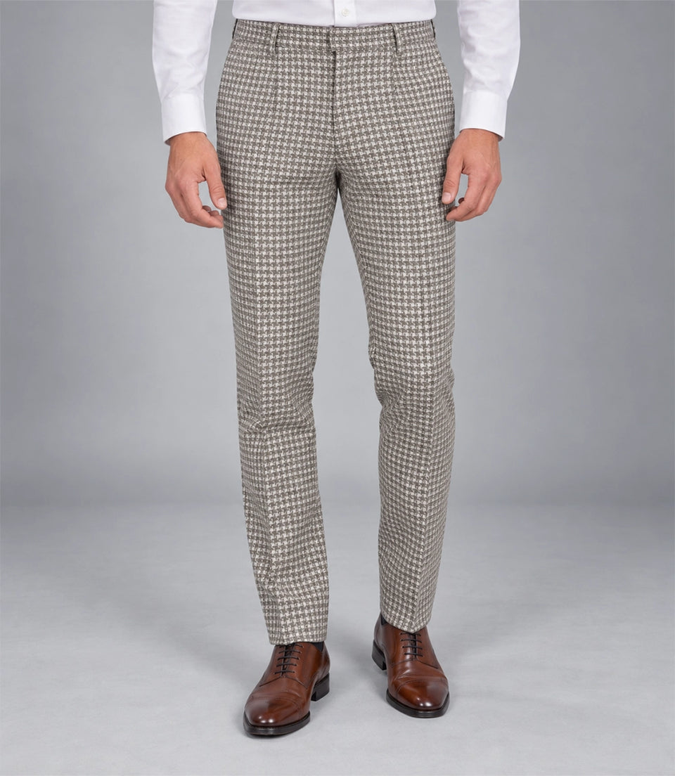 Men's White Houndstooth 2 Piece Suit Pant - Suit Heritage