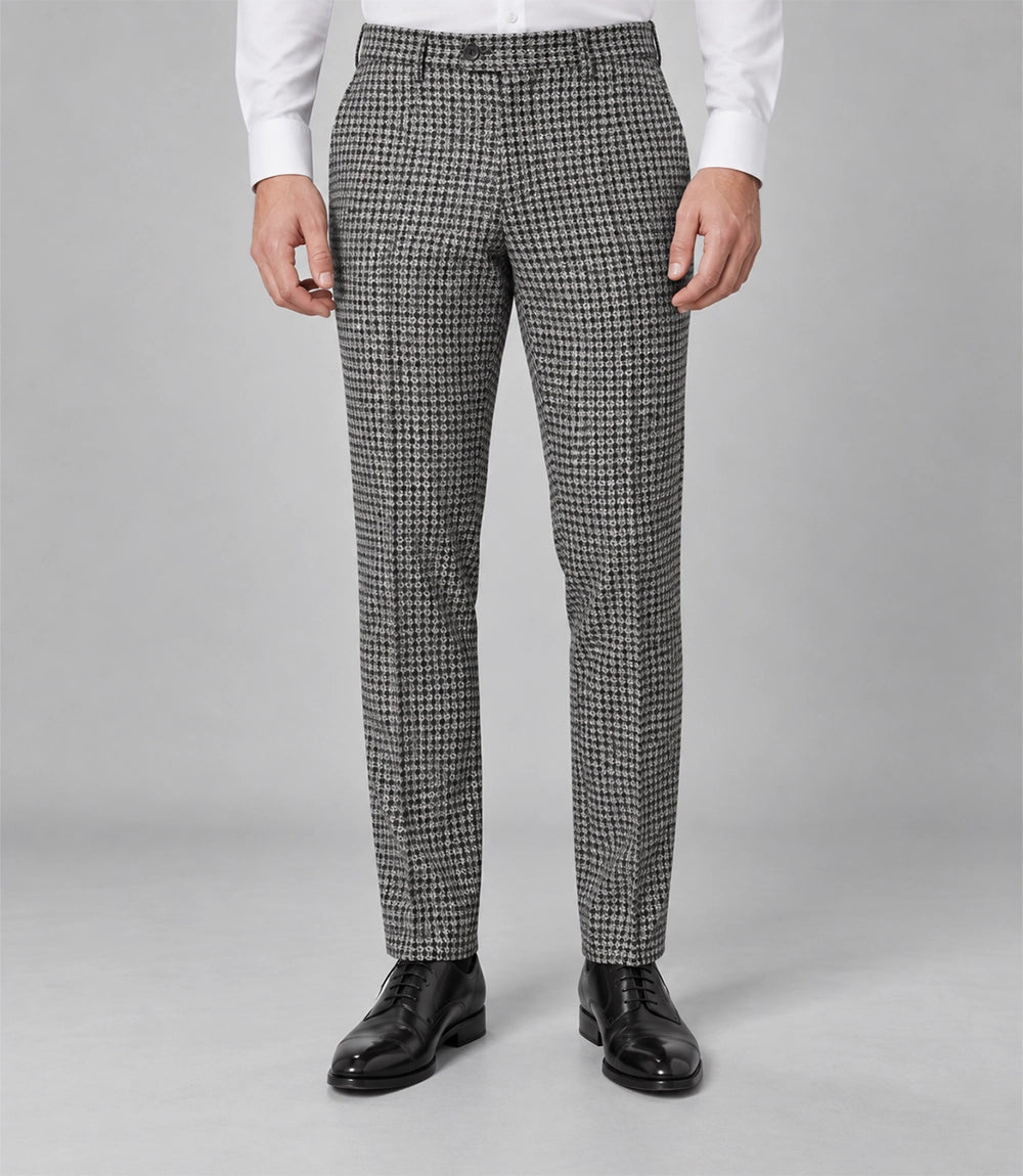 Men's White Houndstooth Double Breasted Suit Pant - Suit Heritage