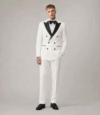 Men's White Peak Lapel Double Breasted Tuxedo - Suit Heritage