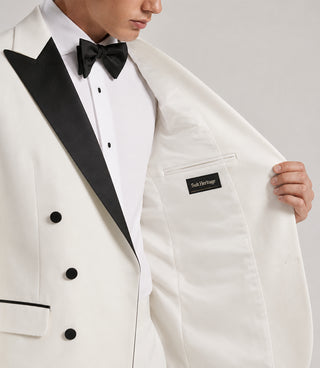 Men's White Peak Lapel Double Breasted Tuxedo Inner - Suit Heritage