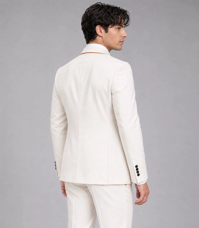 Men's White & Persimmon Wedding 3 Piece Tuxedo suit Back -  Suit Heritage
