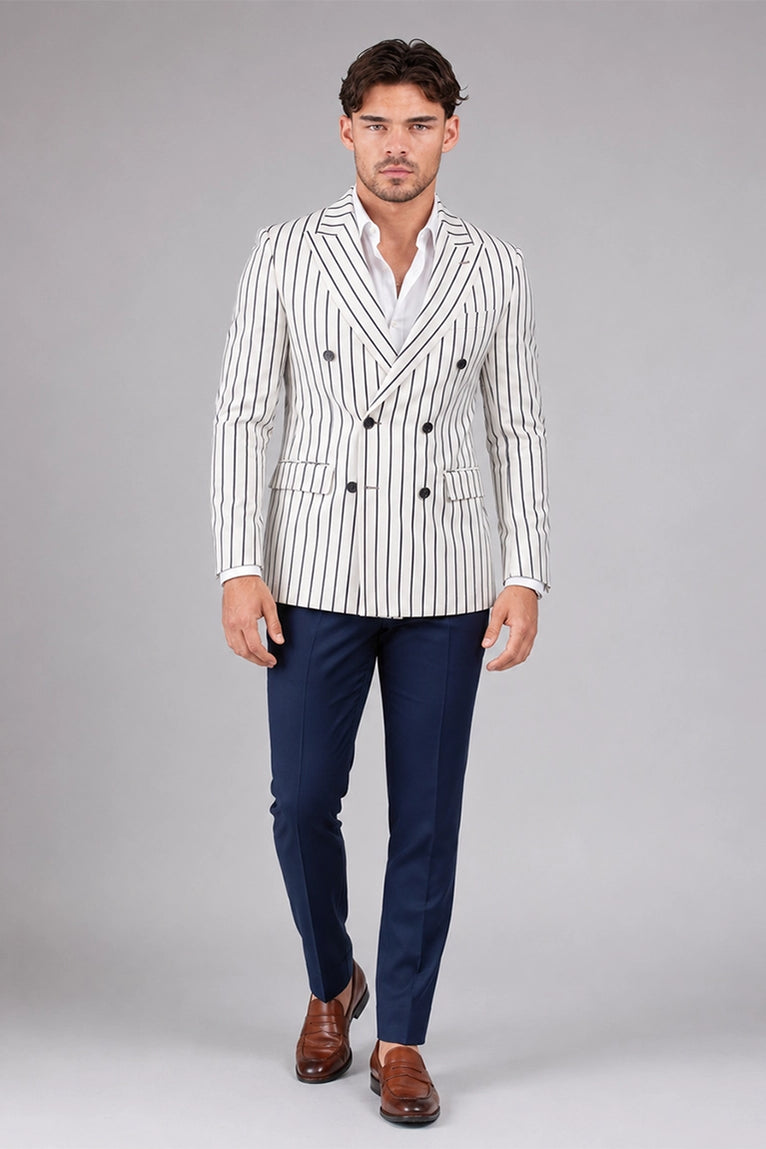 Men's White Pinstripe Double Breasted Suit  Suit Heritage