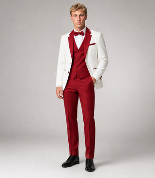 Men's White & Red 3 Piece Tuxedo - Suit Heritage