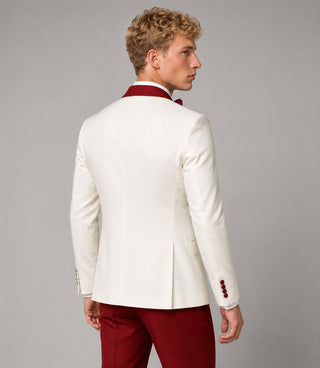 Men's White & Red 3 Piece Tuxedo Back - Suit Heritage