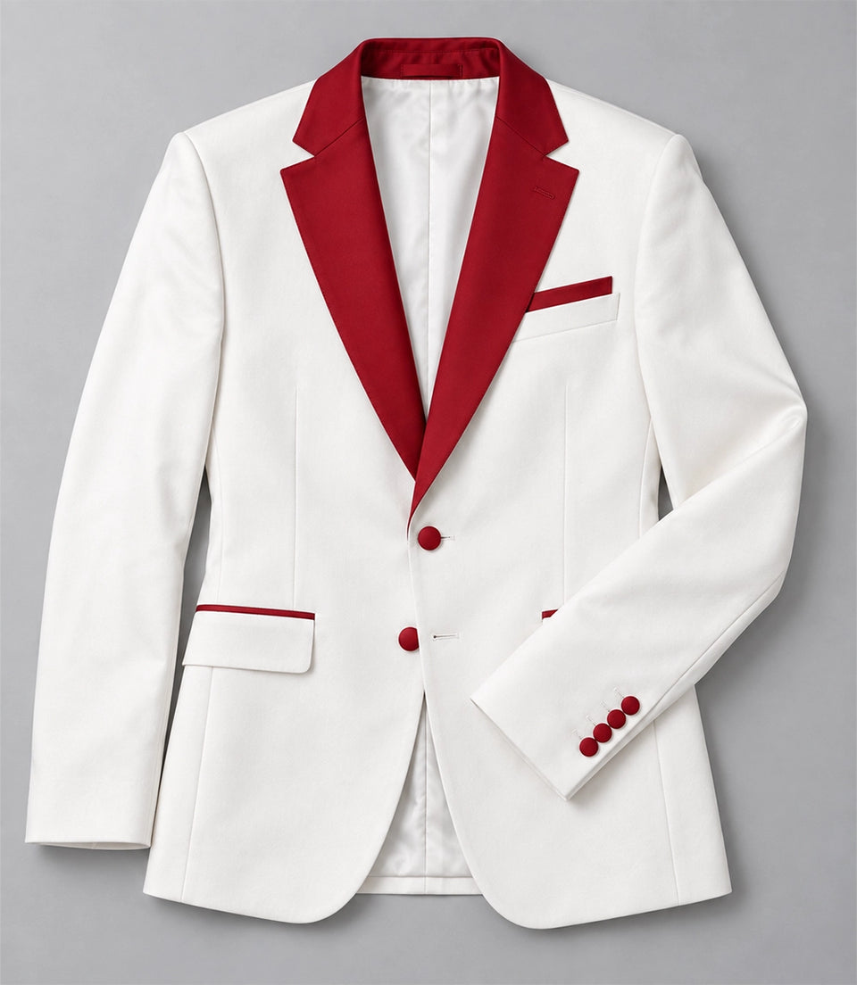 Men's White & Red 3 Piece Tuxedo Blazer - Suit Heritage