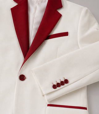 Men's White & Red 3 Piece Tuxedo Fabric - Suit Heritage