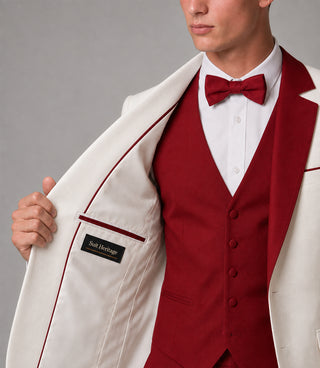 Men's White & Red 3 Piece Tuxedo Inner - Suit Heritage