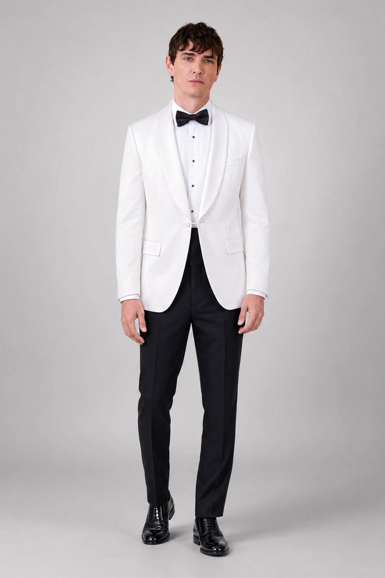 Men's White Shawl Lapel Dinner Jacket -   Suit Heritage