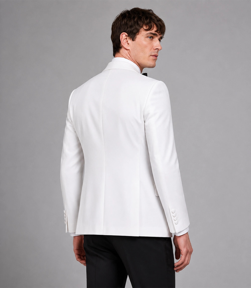 Men's White Shawl Lapel Dinner Jacket Back - Suit Heritage