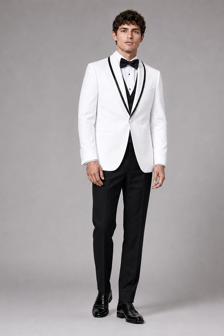 Men's White Shawl Lapel Tuxedo -Suit Heritage