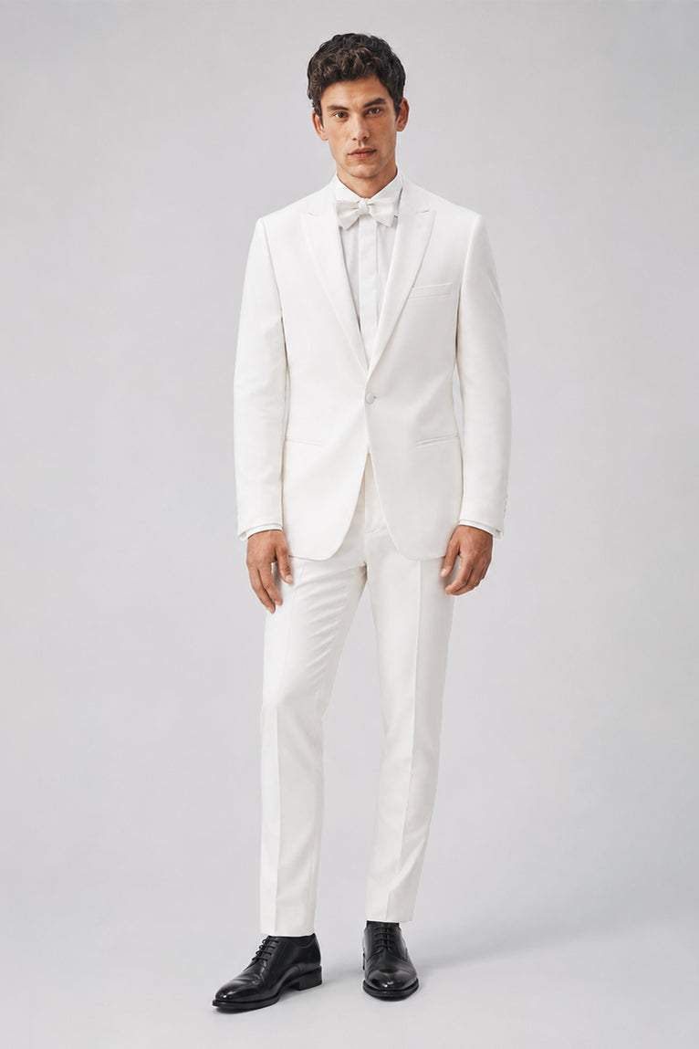 Men's White Terry Rayon Formal Tuxedo - Suit 