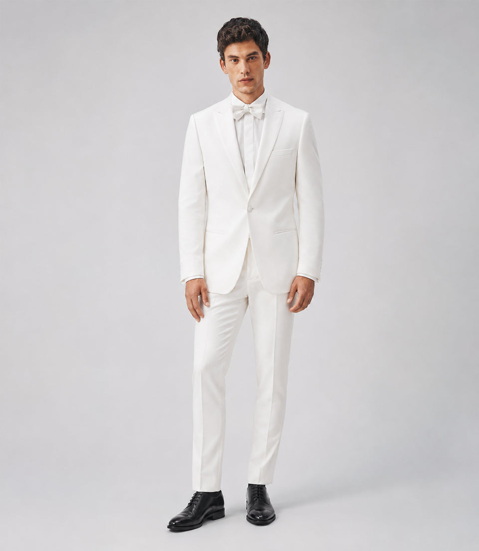 Men's White Terry Rayon Formal Tuxedo - Suit