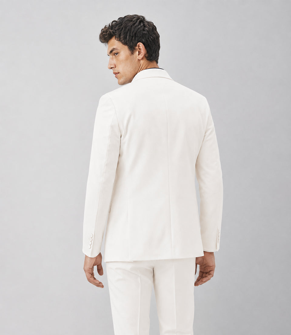 Men's White Terry Rayon Formal Tuxedo Back - Suit Heritage