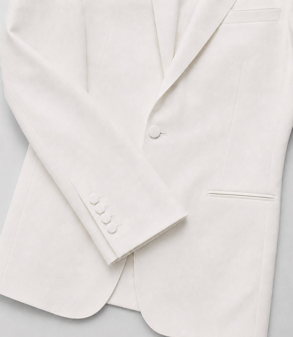 Men's White Terry Rayon Formal Tuxedo Fabric - Suit Heritage