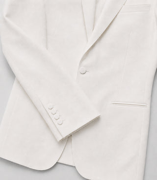 Men's White Terry Rayon Formal Tuxedo Fabric - Suit Heritage
