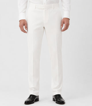 Men's White Terry Rayon Formal Tuxedo Pant - Suit Heritage