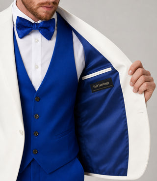 Men's White and Blue Wedding Tuxedo Inner - Suit Heritage