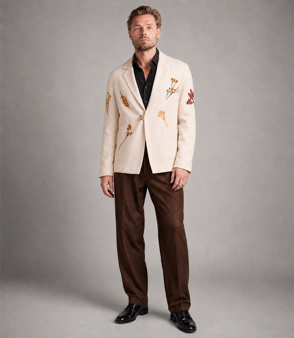 Men's Wild Flowers Hand Embroidered Resort Suit - Suit Heritage