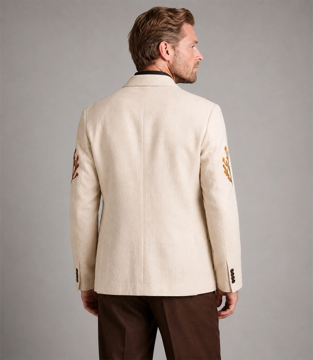 Men's Wild Flowers Hand Embroidered Resort Suit Back - Suit Heritage