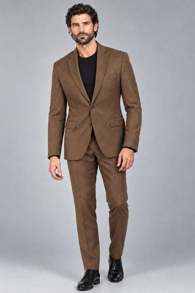 Men's Wool Brown 2 Piece Suit - Suit Heritage 