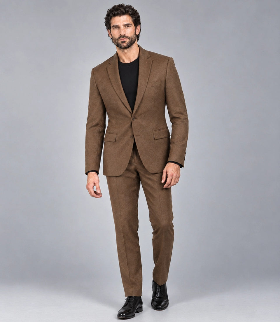 Men's Wool Brown 2 Piece Suit -  Suit Heritage