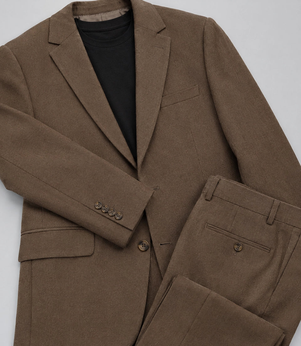 Men's Wool Brown 2 Piece Suit Fabric  -  Suit Heritage