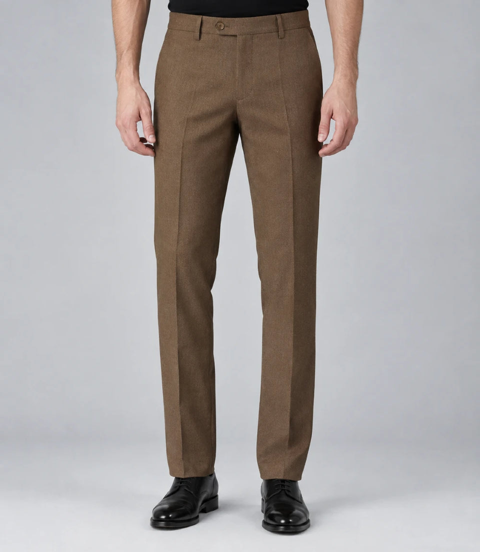 Men's Wool Brown 2 Piece Suit Pant  -  Suit Heritage