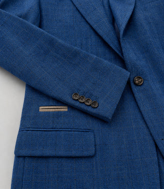 Men's Wool Plaid Blue 3 Piece Suit Fabric - Suit Heritage