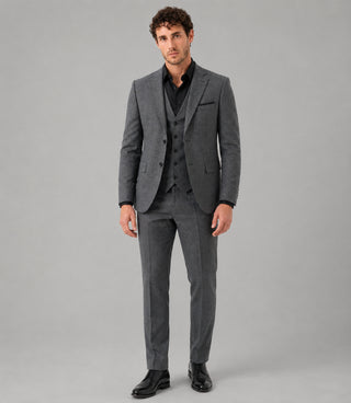 Men's Wool Plaid Grey 3 Piece Suit - Suit Heritage