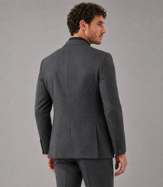 Men's Wool Plaid Grey 3 Piece Suit Back - Suit Heritage