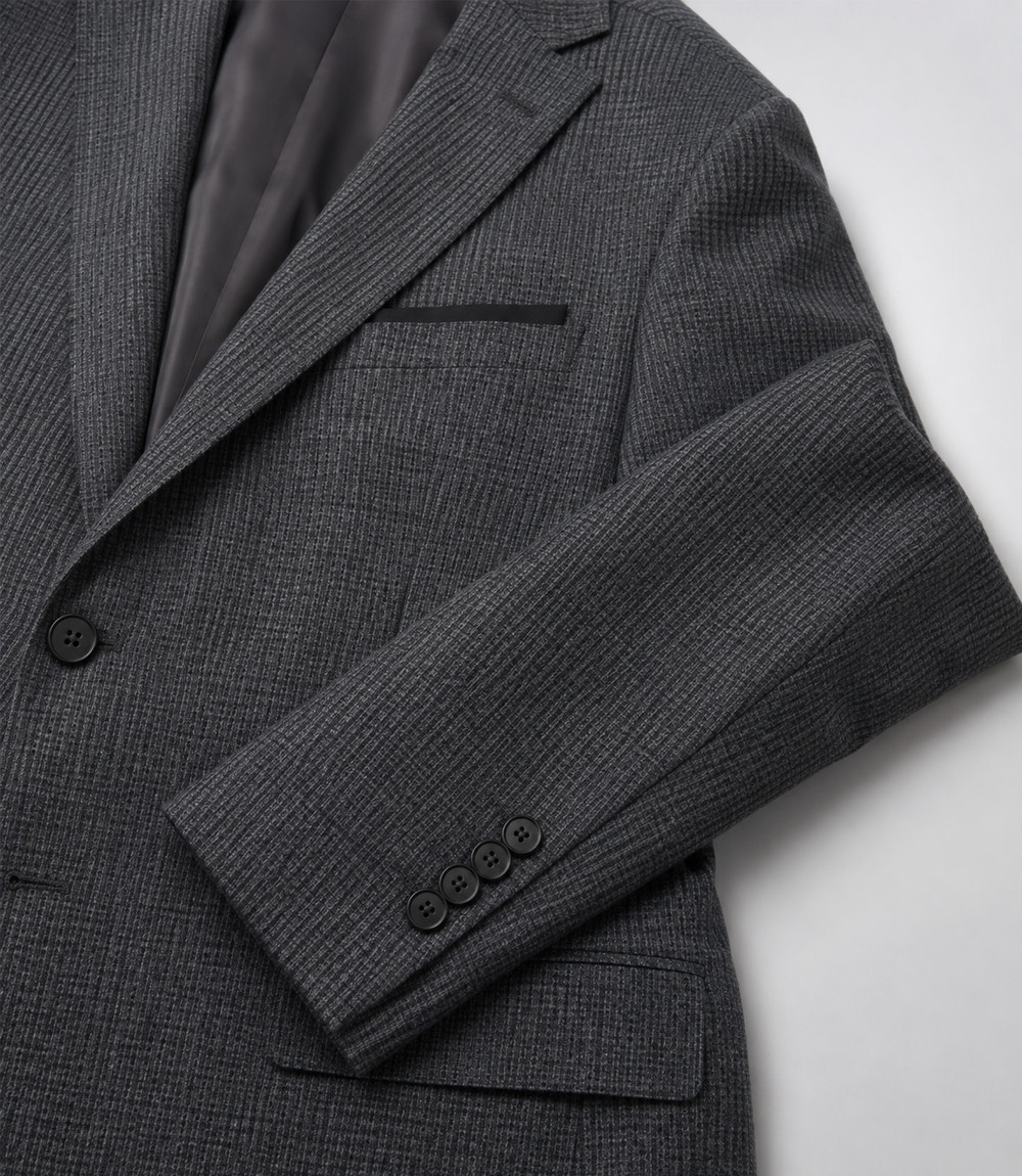 Men's Wool Plaid Grey 3 Piece Suit Fabric - Suit Heritage