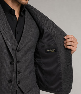 Men's Wool Plaid Grey 3 Piece Suit Inner - Suit Heritage